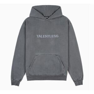 TALENTLESS-MENS HOODIE - CIRCLE LOGO EMBROIDERED(STEEL GREY)
